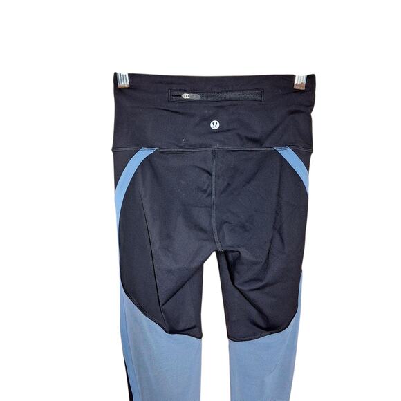 Lululemon high rise size 4 Zip the line crop legging black / utility blue 23" - Picture 8 of 10